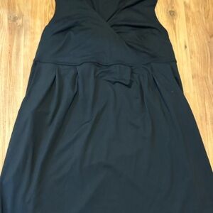 Eddie Bauer Black Sleeveless Ruched Mini Dress